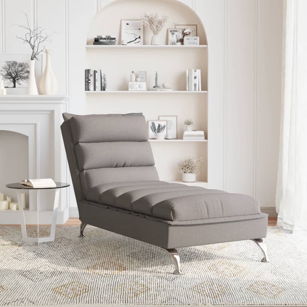 vidaXL Chaise longue met kussens stof taupe