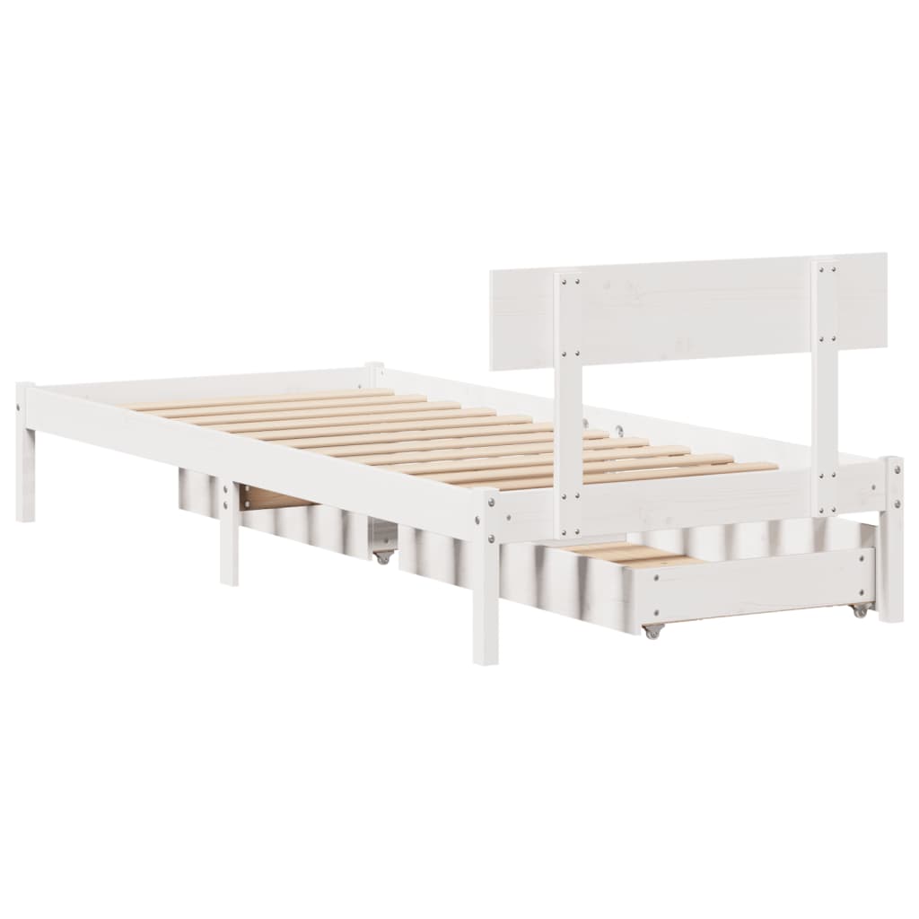 vidaXL Bedframe zonder matras massief grenenhout wit 90x200 cm