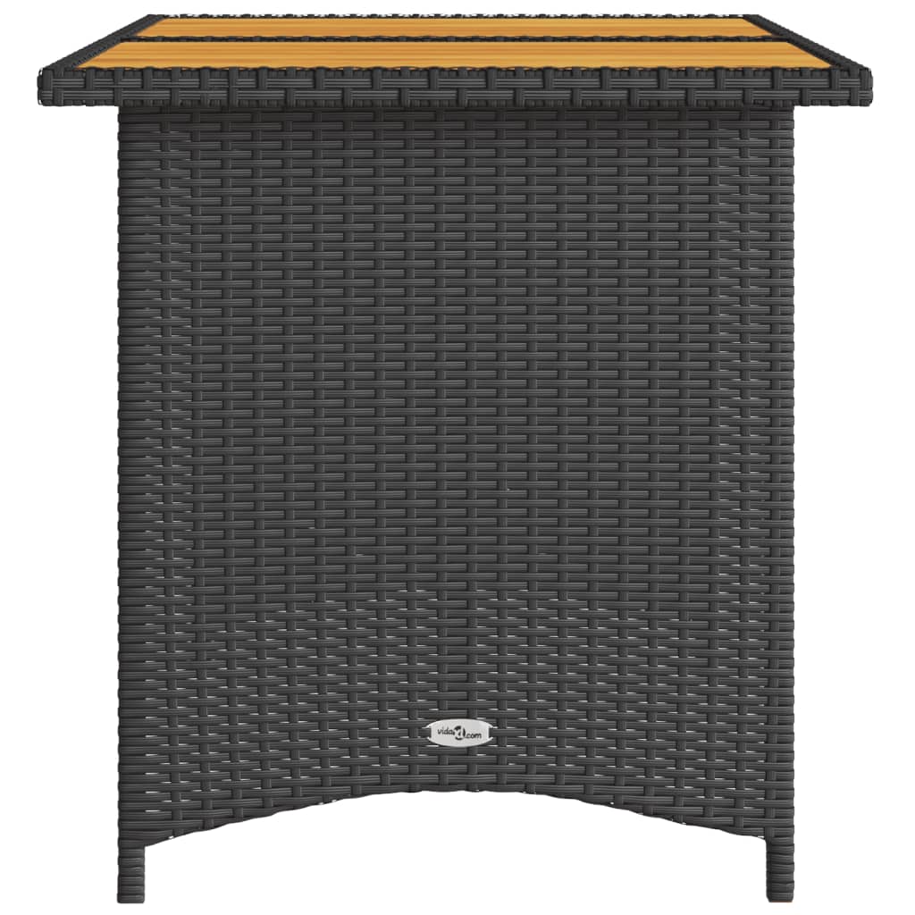 vidaXL Tuintafel met houten blad 110x68x70 cm poly rattan zwart