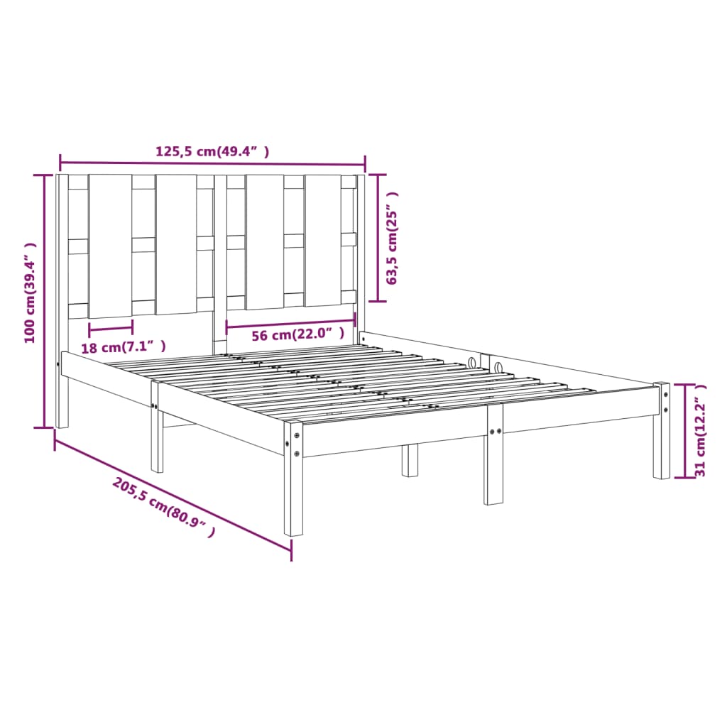 vidaXL Bedframe massief grenenhout 120x200 cm