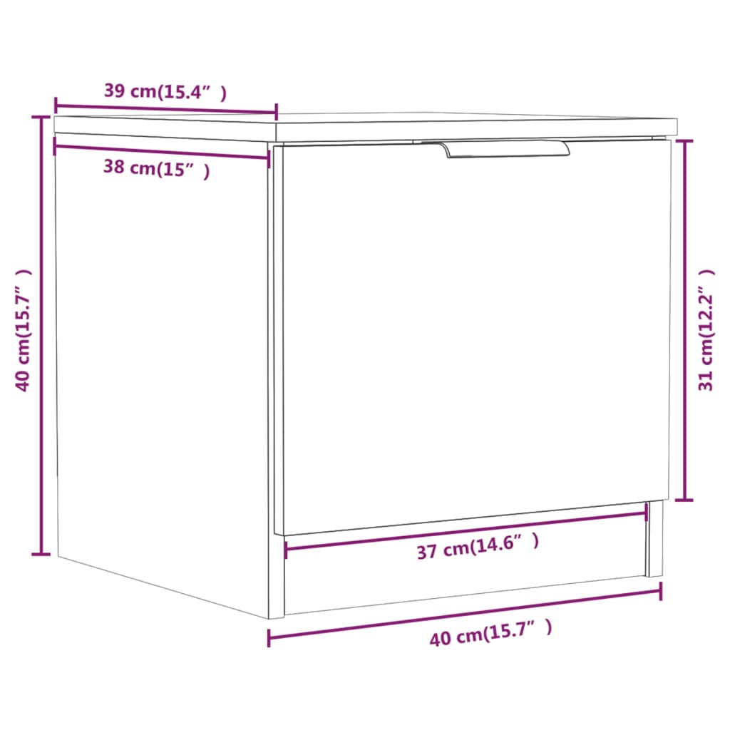 vidaXL Nachtkastjes 2 st 40x39x40 cm bruin eikenkleur