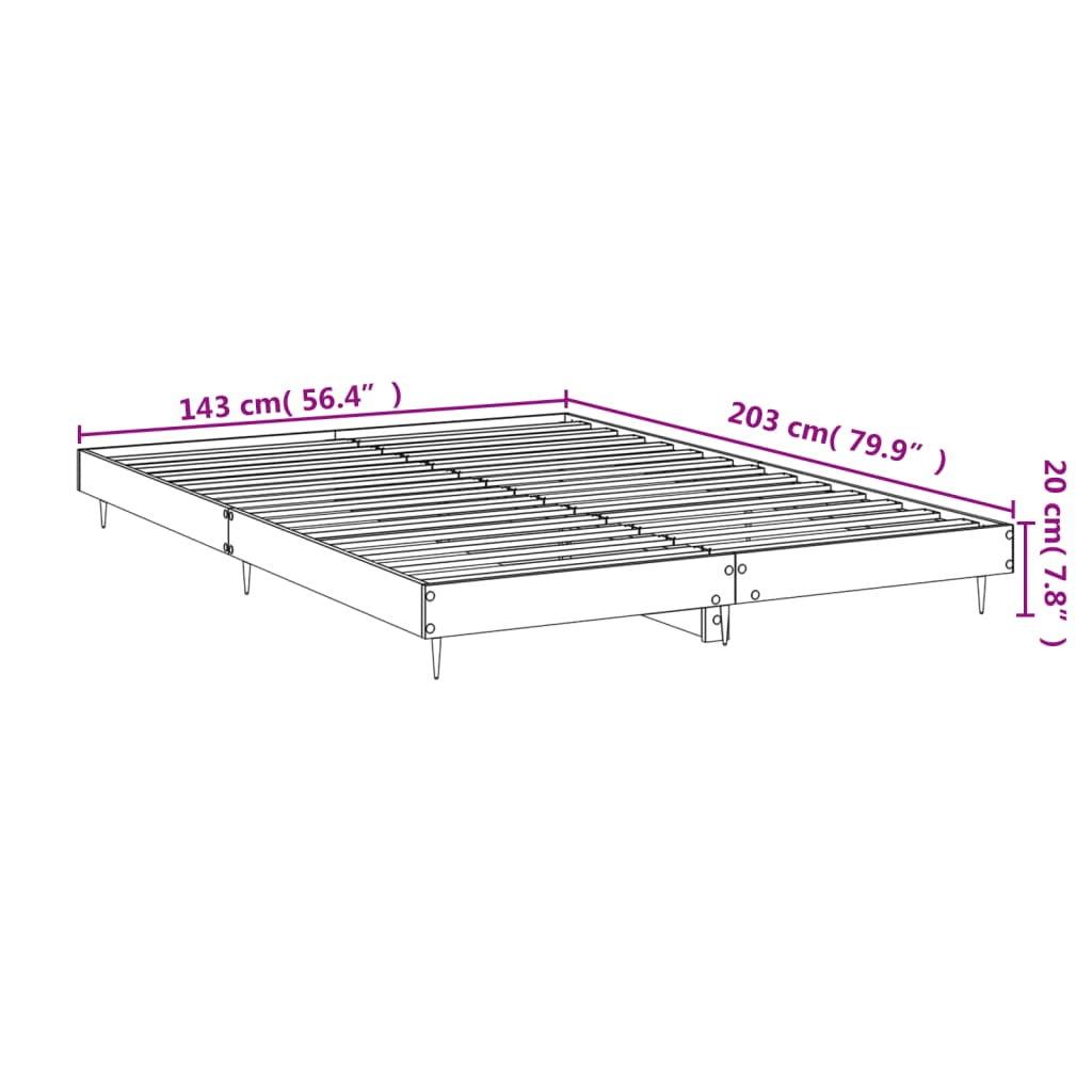 vidaXL Bedframe zonder matras bewerkt hout bruin eikenkleur 140x200 cm