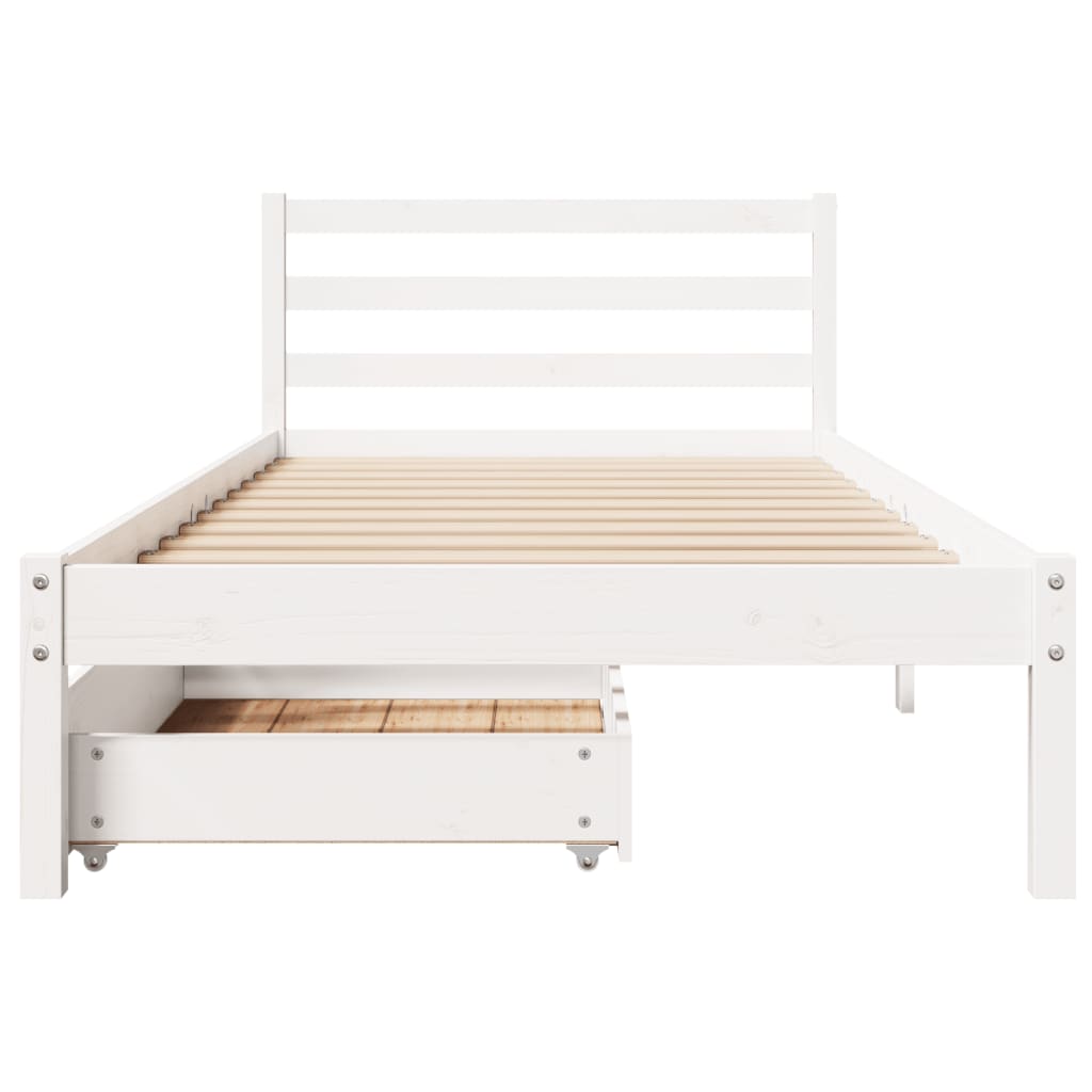 vidaXL Bedframe zonder matras massief grenenhout wit 75x190 cm