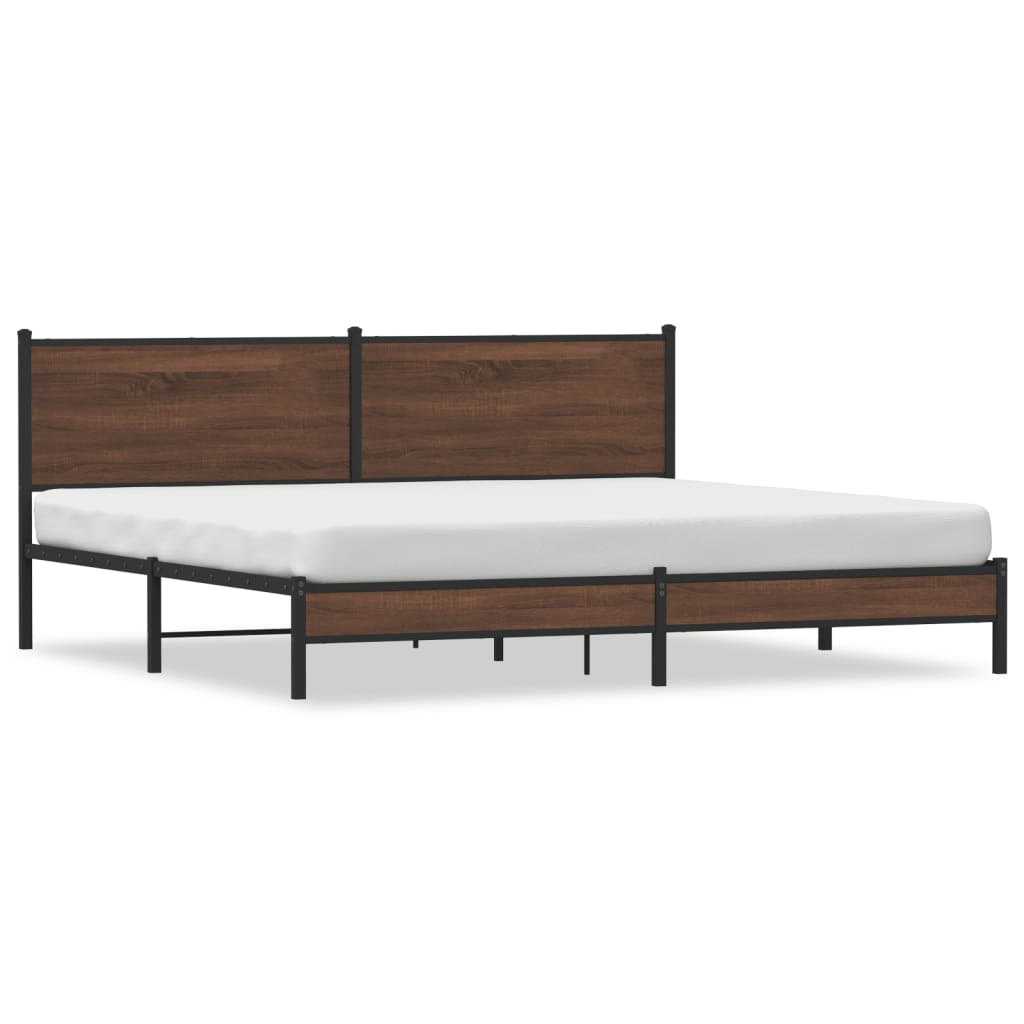 vidaXL Bedframe zonder matras metaal bruin eikenkleurig 200x200 cm