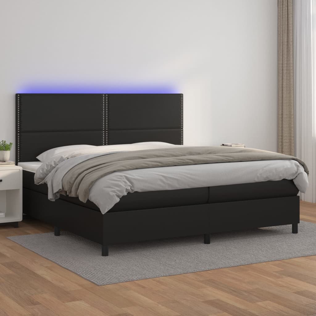 vidaXL Boxspring met matras en LED kunstleer zwart 200x200 cm