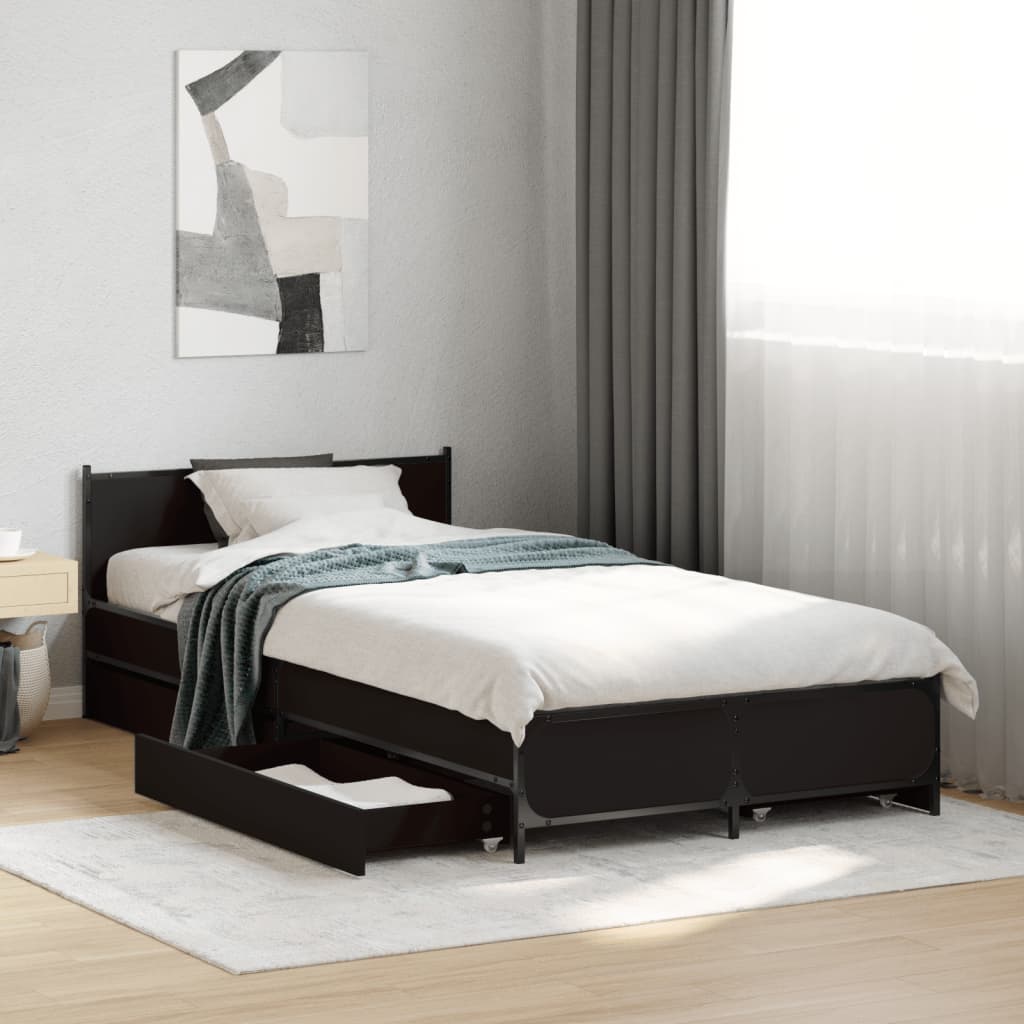 vidaXL Bedframe met lades bewerkt hout zwart 90x190 cm