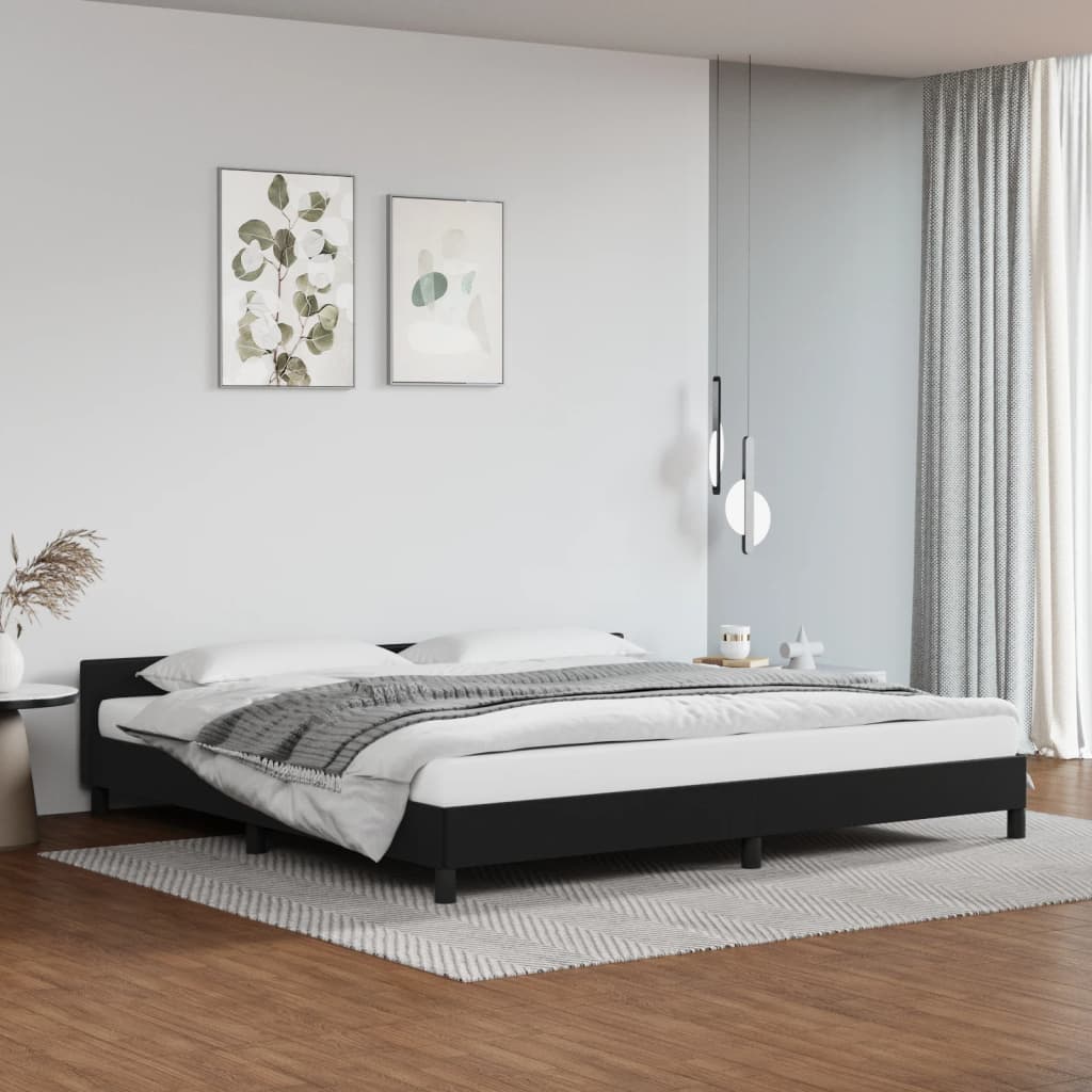 vidaXL Bedframe met hoofdeinde kunstleer zwart 200x200 cm