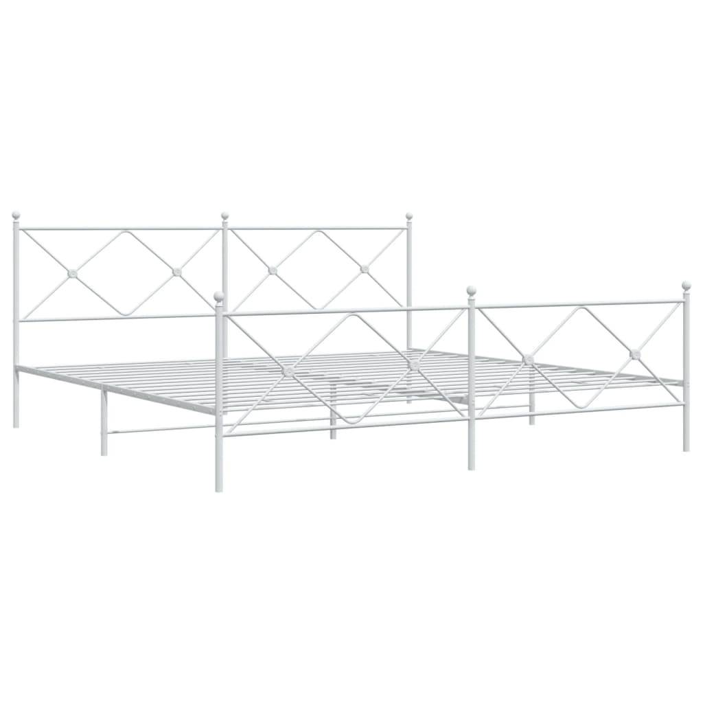 vidaXL Bedframe met hoofd- en voeteneinde metaal wit 200x200 cm