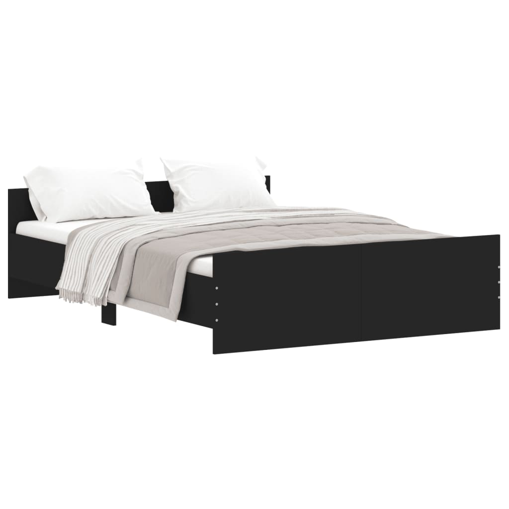 vidaXL Bedframe met hoofd- en voeteneinde zwart 140x190 cm