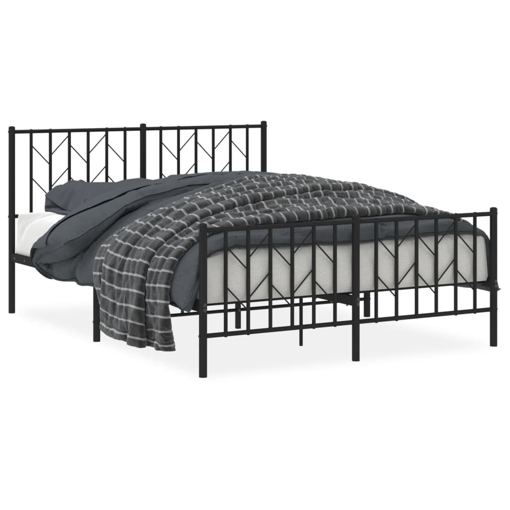 vidaXL Bedframe met hoofd- en voeteneinde metaal zwart 140x200 cm