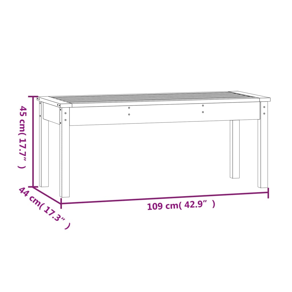 vidaXL Tuinbank 109x44x45 cm massief grenenhout zwart