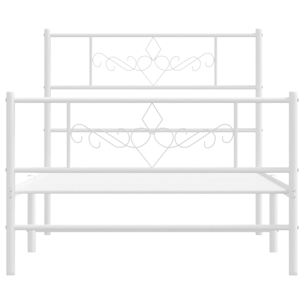 vidaXL Bedframe met hoofd- en voeteneinde metaal wit 75x190 cm