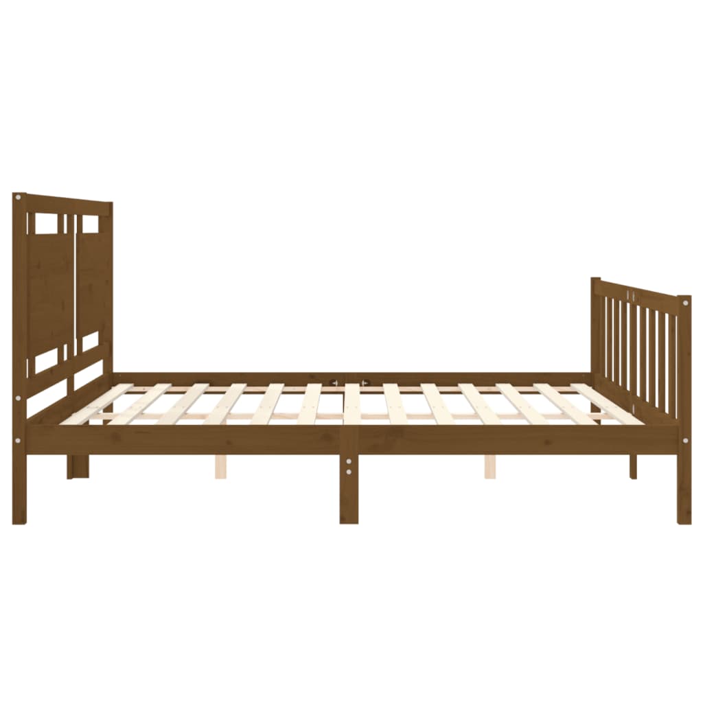 vidaXL Bedframe met hoofdbord massief hout honingbruin 200x200 cm