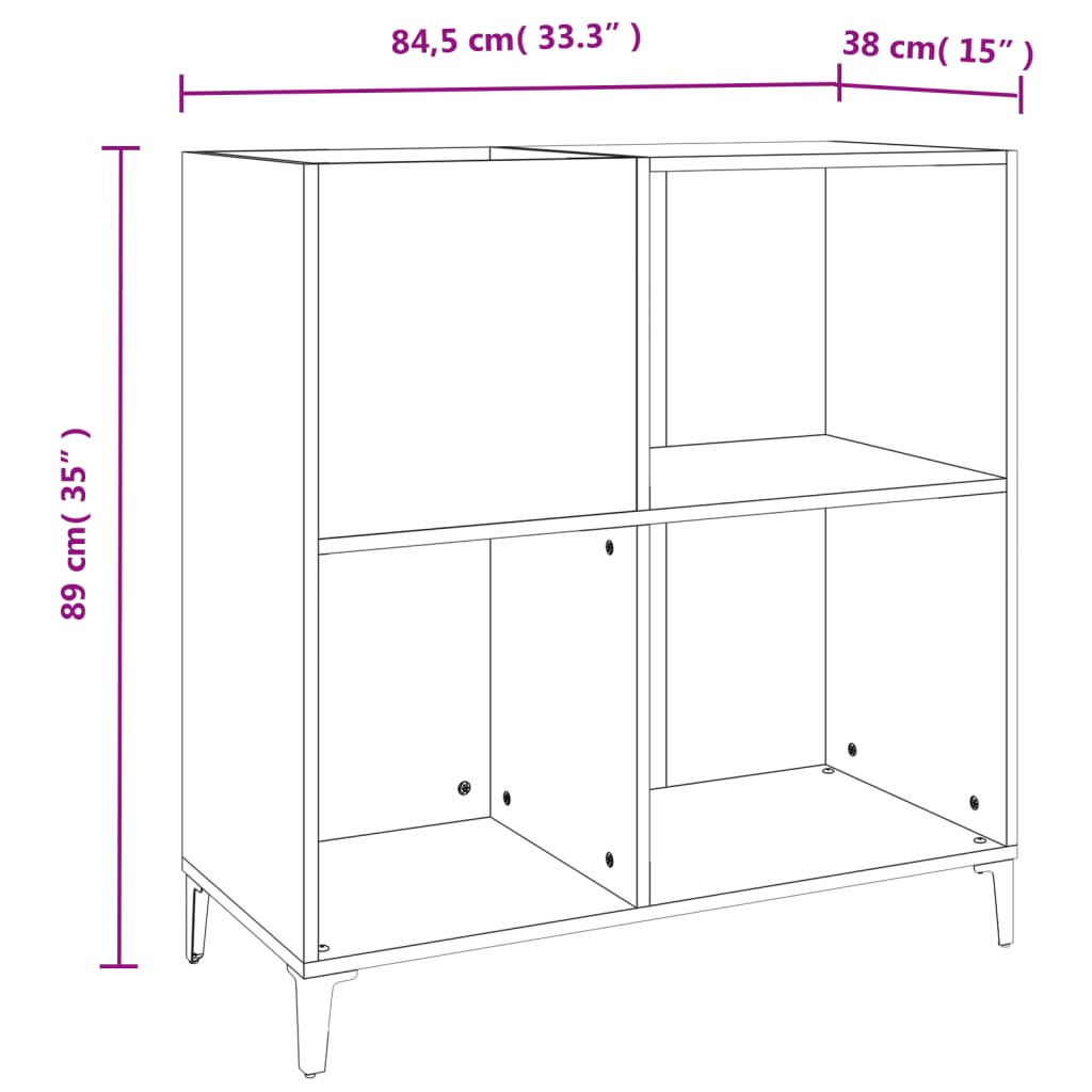 vidaXL Platenkast 84,5x38x89 cm bewerkt hout sonoma eikenkleurig