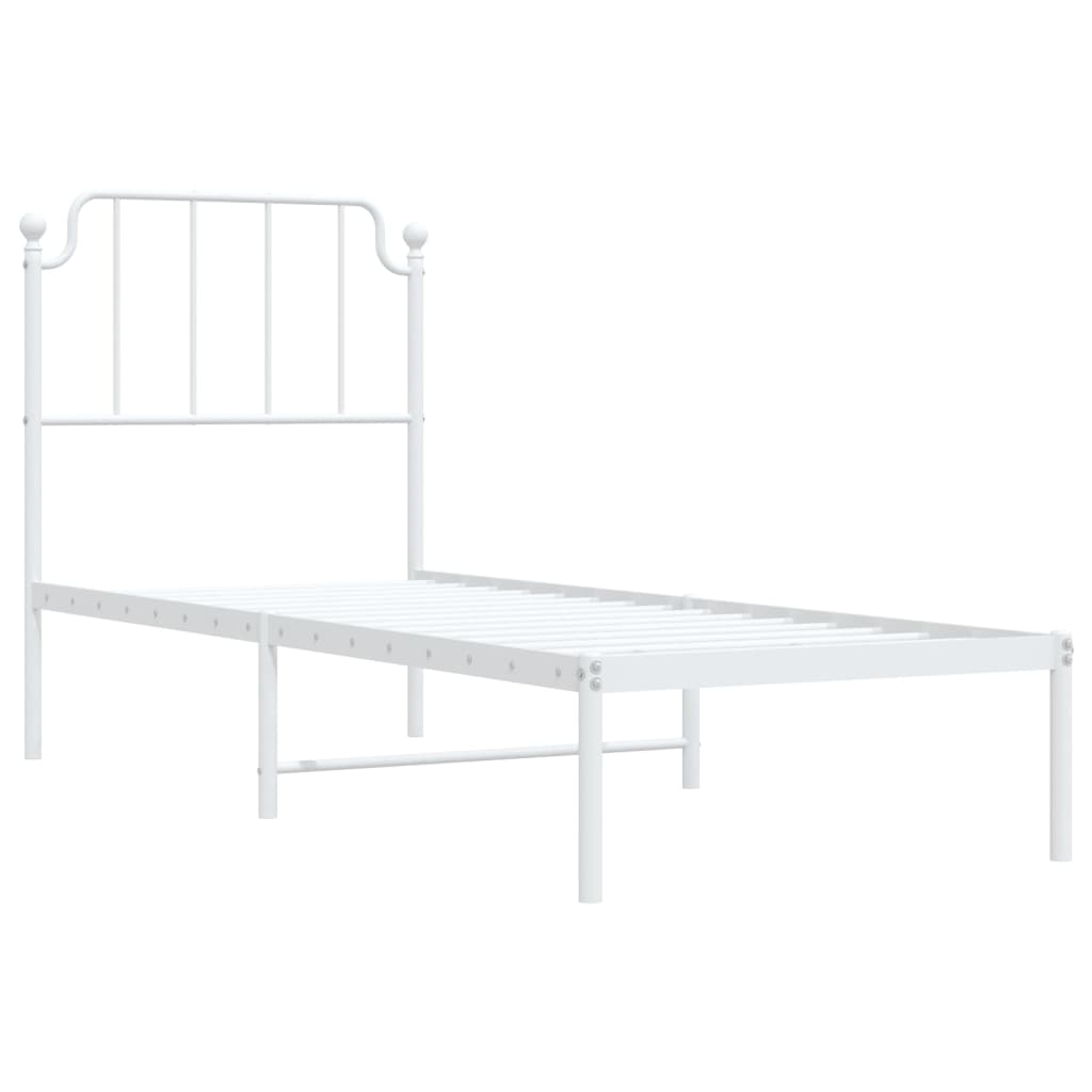 vidaXL Bedframe met hoofdbord zonder matras metaal wit 75x190 cm