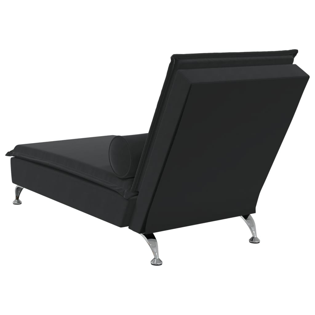 vidaXL Massage chaise longue met bolster fluweel zwart