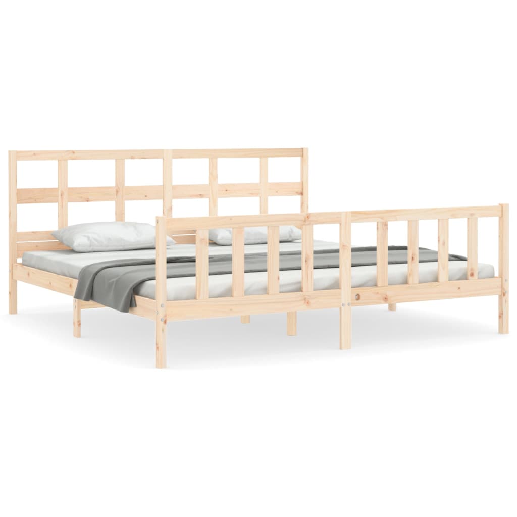 vidaXL Bedframe met hoofdbord massief hout