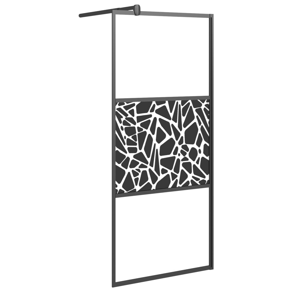 vidaXL Inloopdouchewand met schap 90x195 cm ESG-glas aluminium zwart