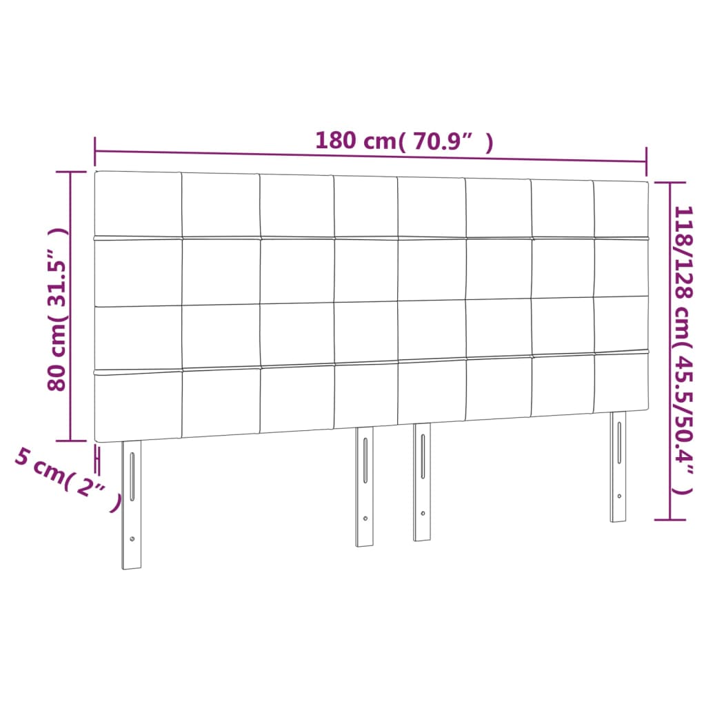 vidaXL Hoofdbord LED 180x5x118/128 cm stof donkerbruin