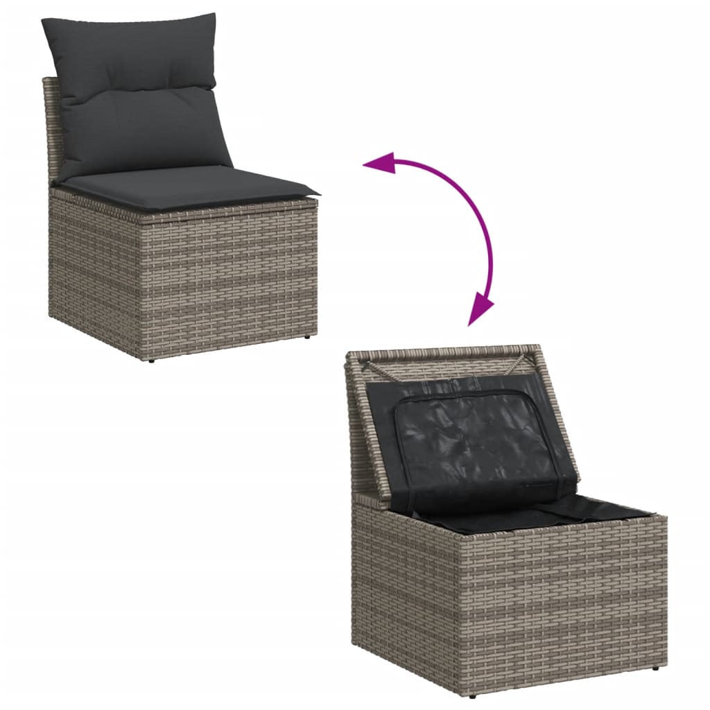 vidaXL 8-delige Loungeset met kussens poly rattan grijs