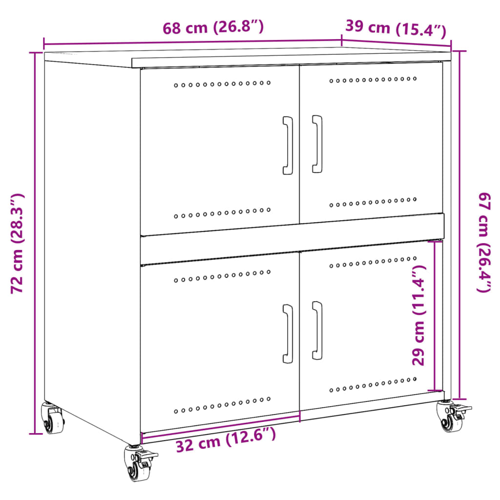 vidaXL Dressoir 68x39x72 cm staal zwart