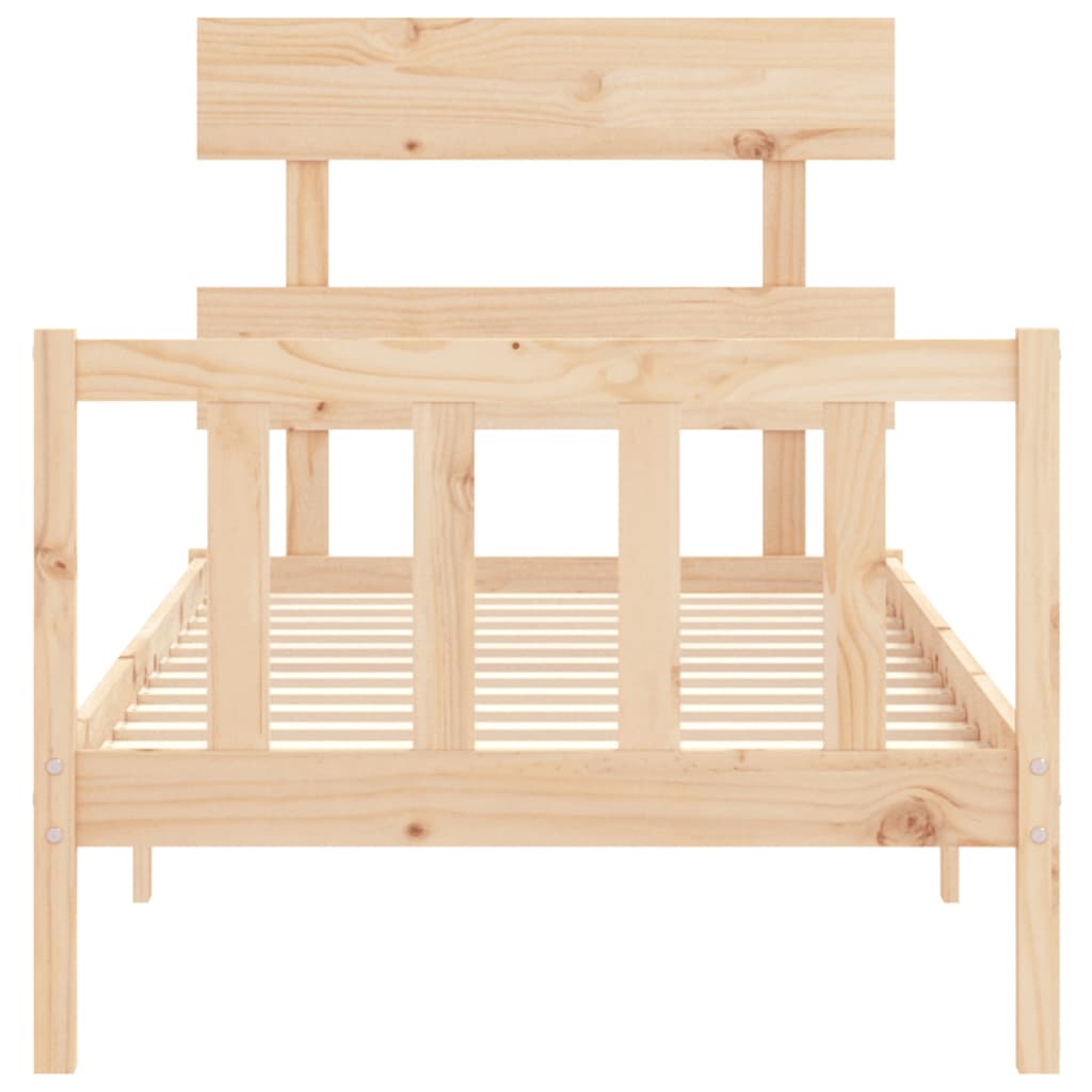 vidaXL Bedframe met hoofdbord massief hout 100x200 cm