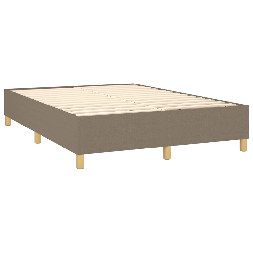 vidaXL Boxspring met matras en LED stof taupe 140x190 cm