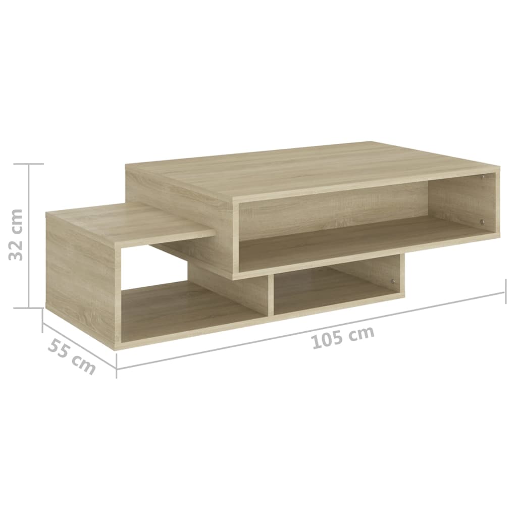 vidaXL Salontafel 105x55x32 cm bewerkt hout sonoma eikenkleurig