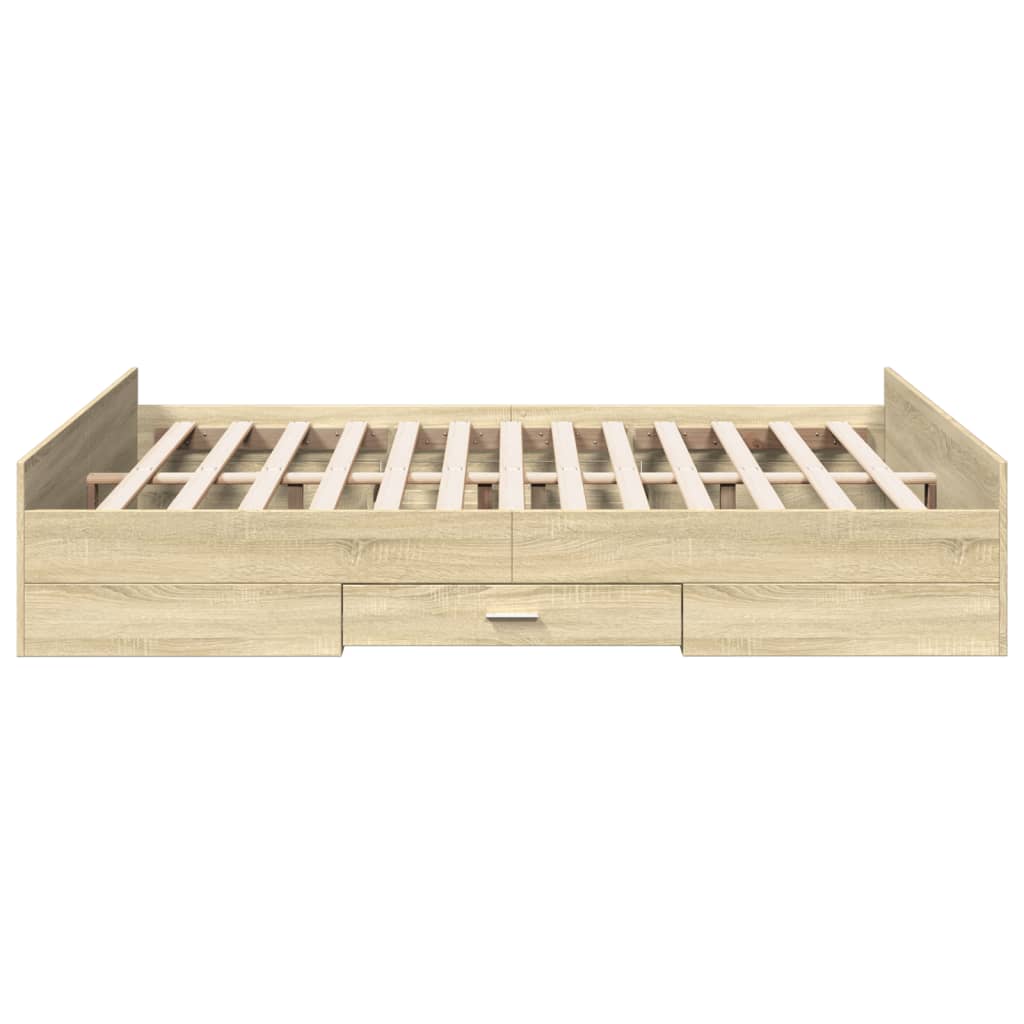 vidaXL Bedframe met lades bewerkt hout sonoma eikenkleurig 140x200 cm