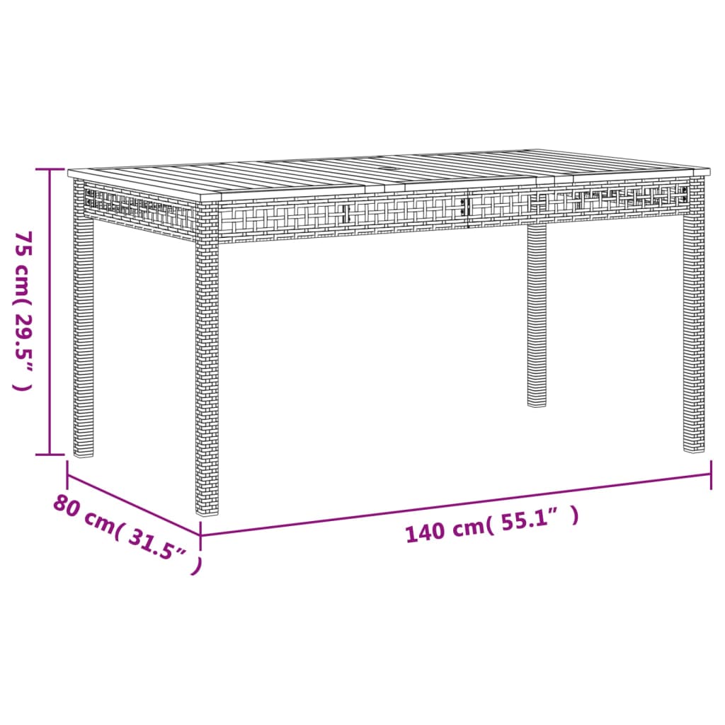 vidaXL 3-delige Tuinset met kussens poly rattan beige