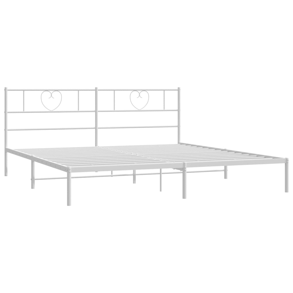 vidaXL Bedframe met hoofdbord metaal wit 180x200 cm