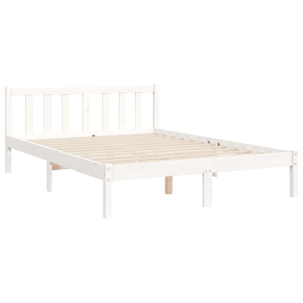 vidaXL Bedframe met hoofdbord massief hout wit