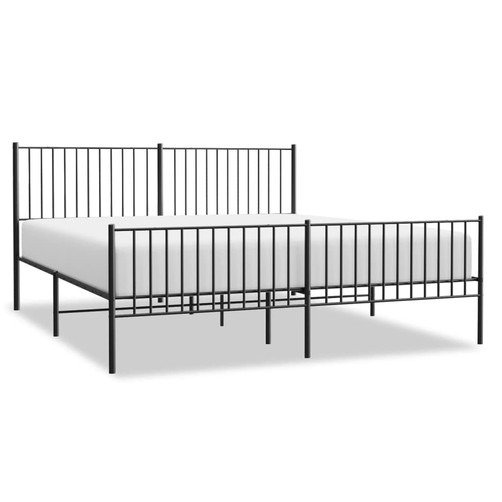 vidaXL Bedframe met hoofd- en voeteneinde metaal zwart 183x213 cm