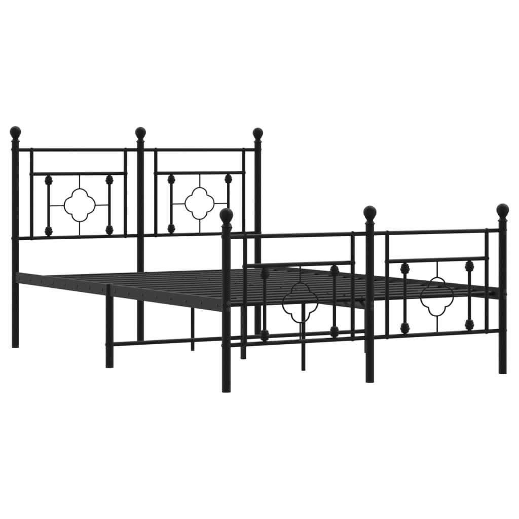 vidaXL Bedframe met hoofd- en voeteneinde metaal zwart 120x190 cm