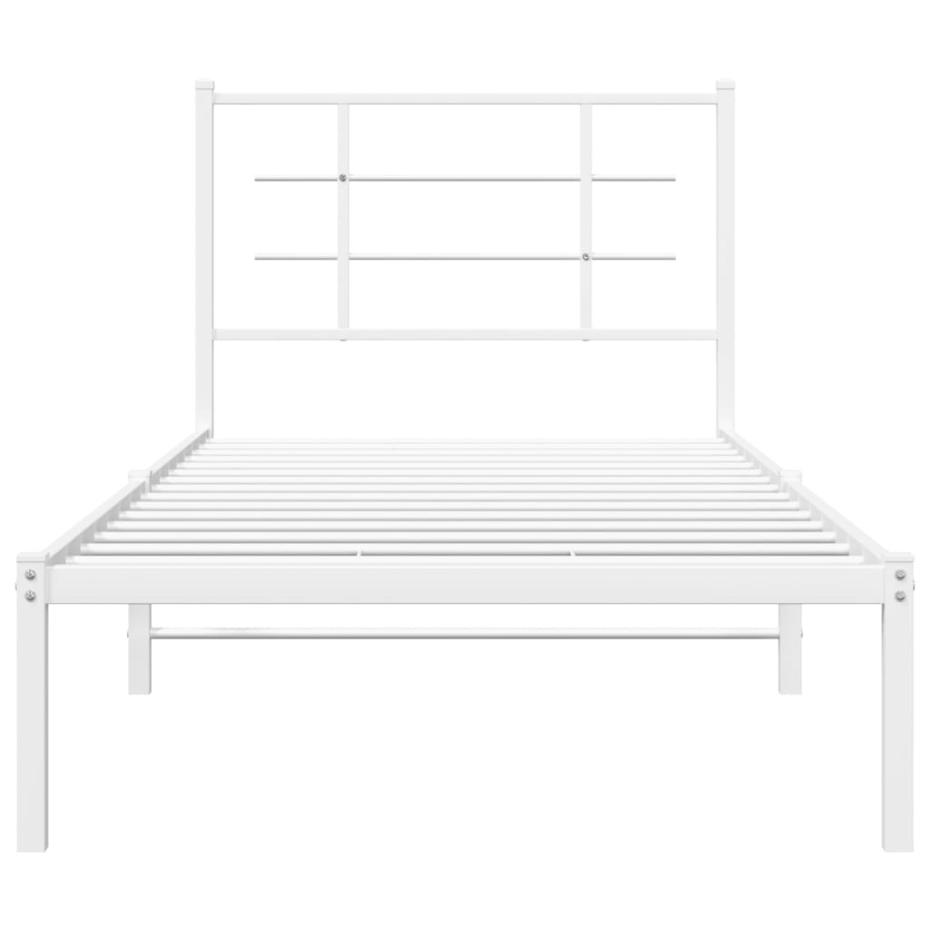 vidaXL Bedframe met hoofdbord metaal wit 90x200 cm