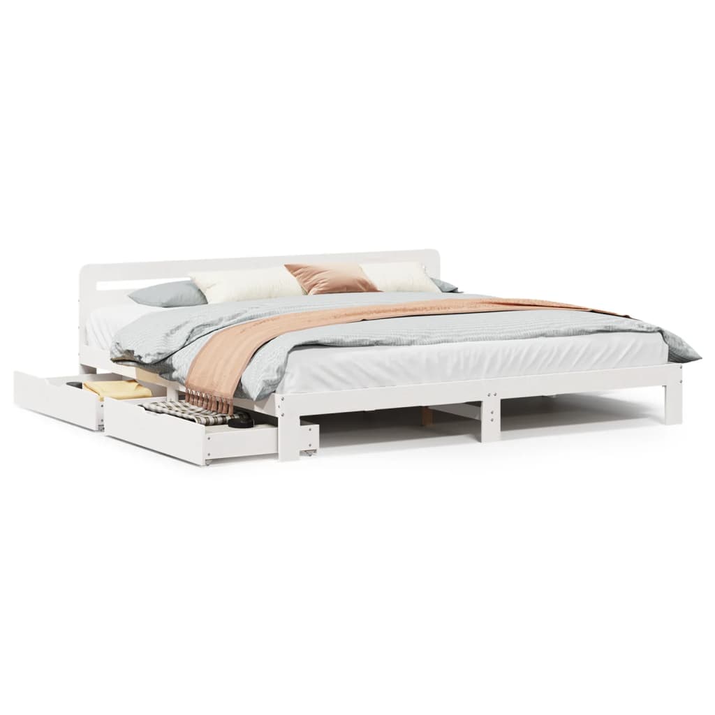 vidaXL Bedframe zonder matras massief grenenhout wit 180x200 cm