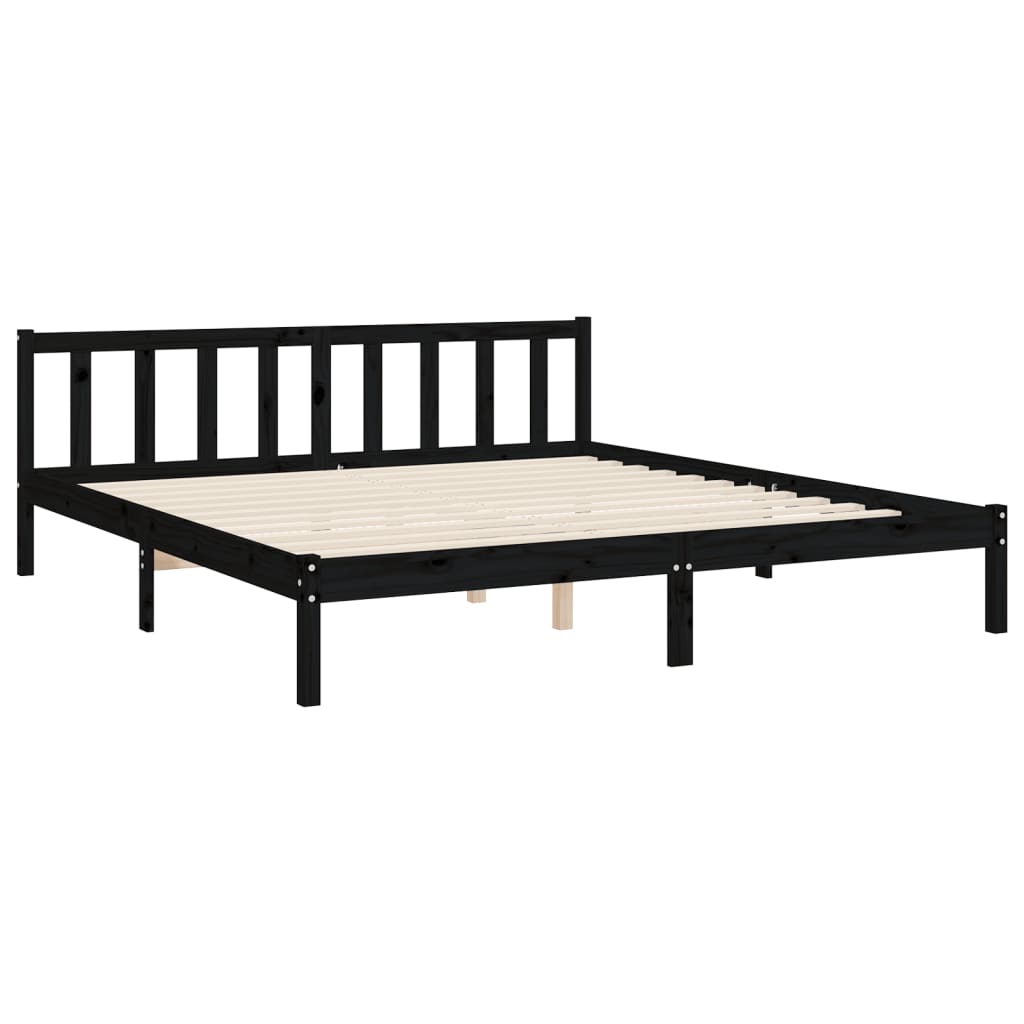 vidaXL Bedframe met hoofdbord massief hout zwart 180x200 cm