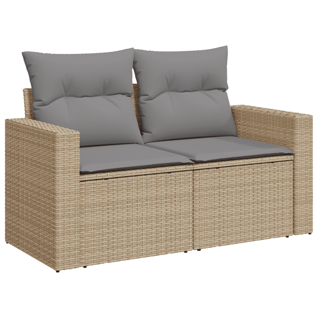 vidaXL 11-delige Tuinset met kussens poly rattan beige