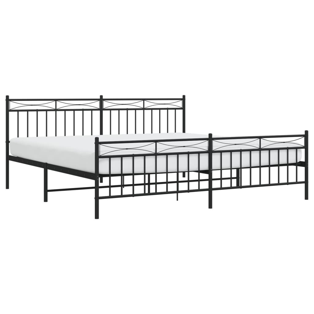 vidaXL Bedframe met hoofd- en voeteneinde metaal zwart 200x200 cm