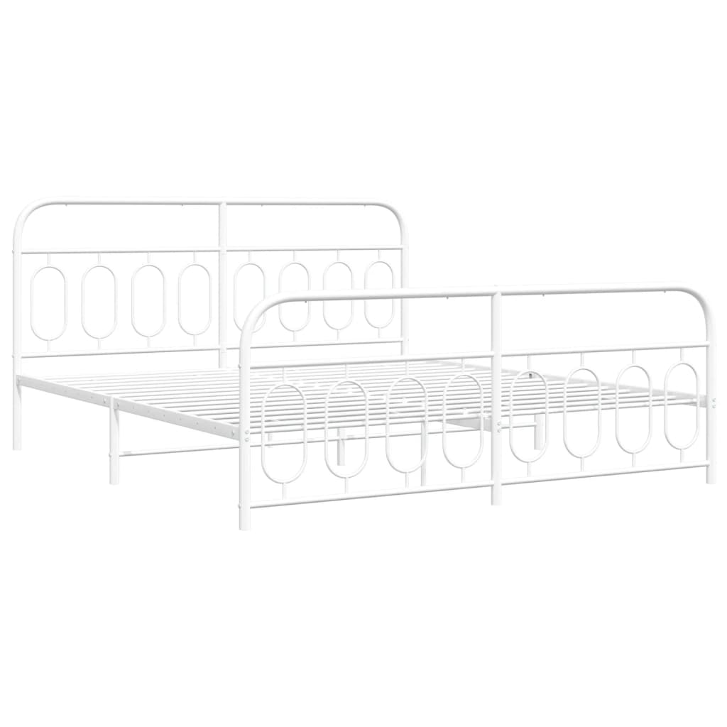 vidaXL Bedframe met hoofd- en voeteneinde metaal wit 183x213 cm