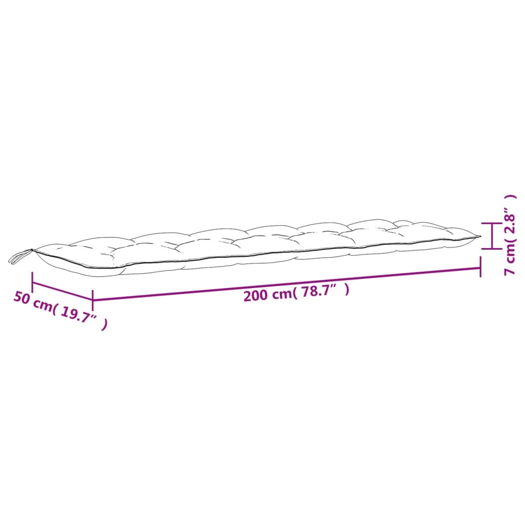 vidaXL Tuinbankkussens 2 st 200x50x7 cm stof meerkleurig