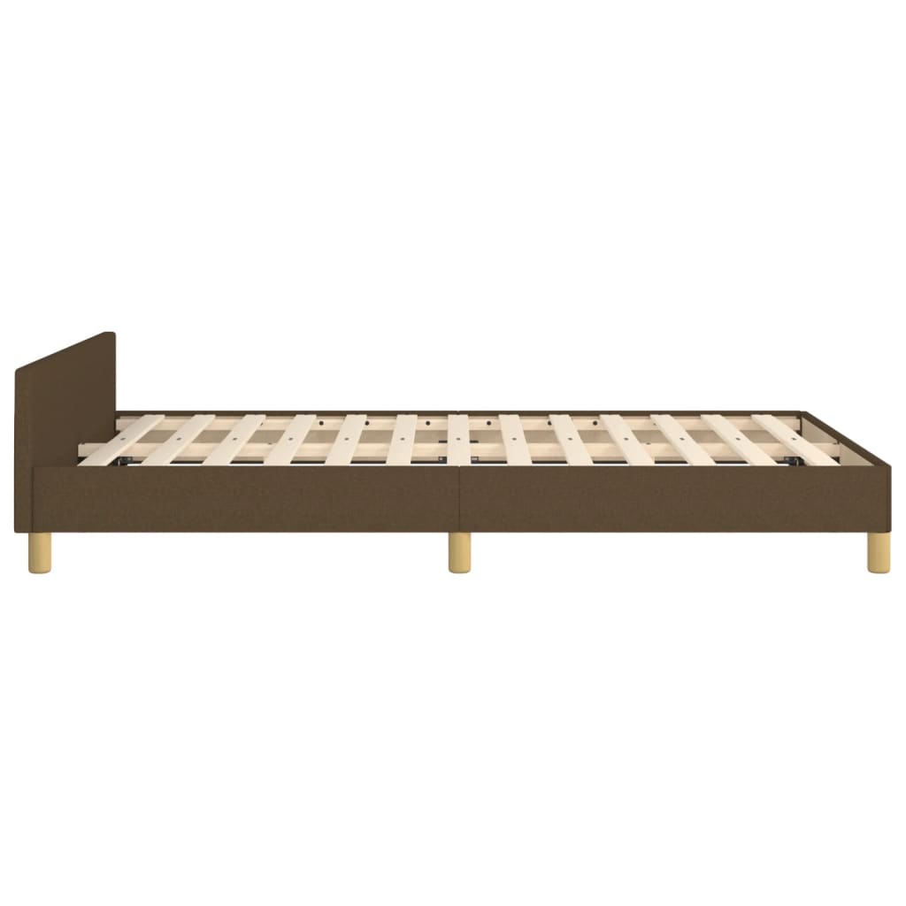 vidaXL Bedframe met hoofdbord stof donkerbruin 120x190 cm