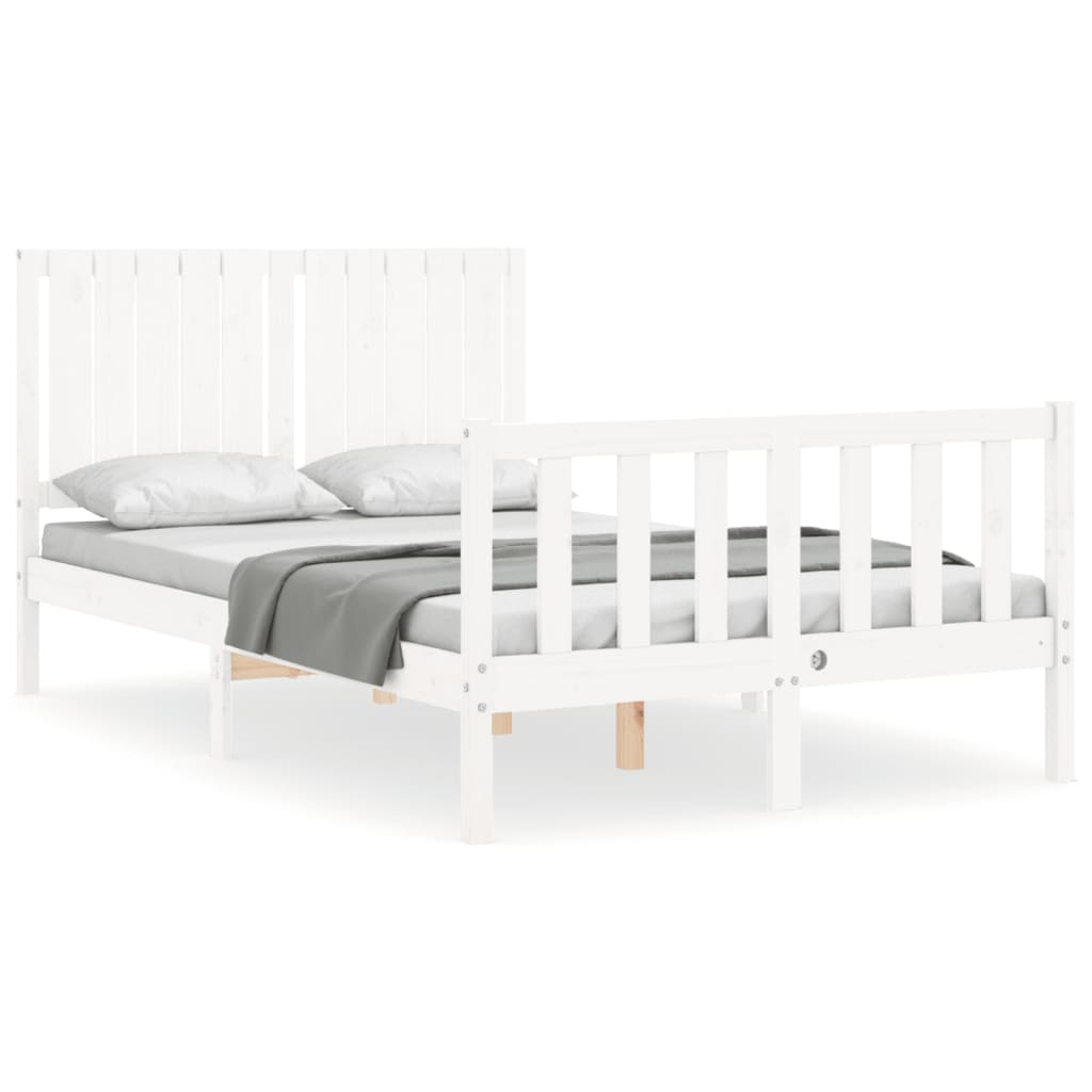 vidaXL Bedframe met hoofdbord massief hout wit