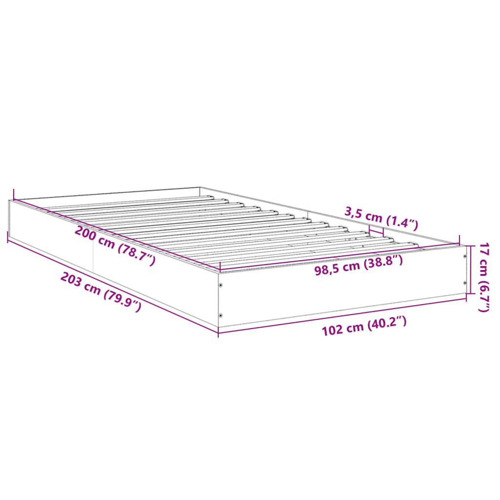 vidaXL Bedframe zonder matras hout gerookt eikenkleurig 100x200 cm