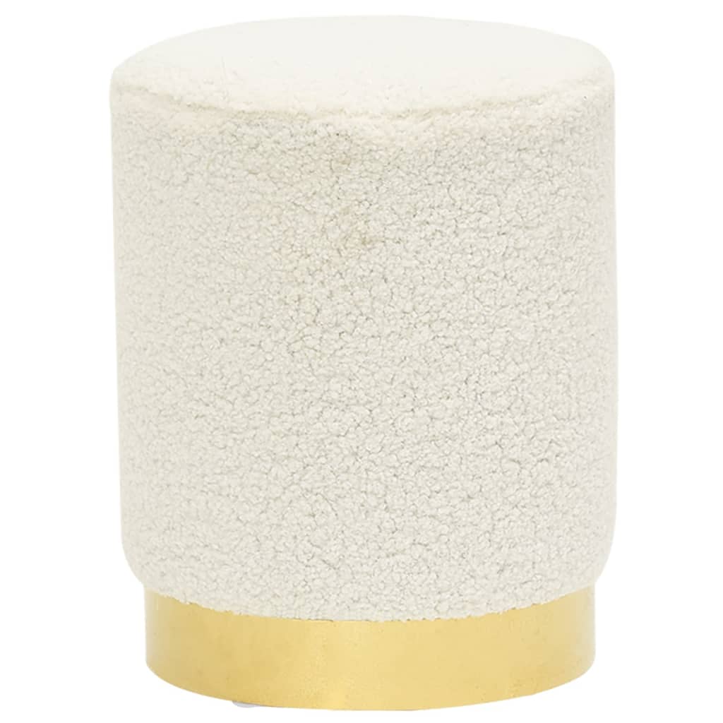 vidaXL Hocker rond fleece wit