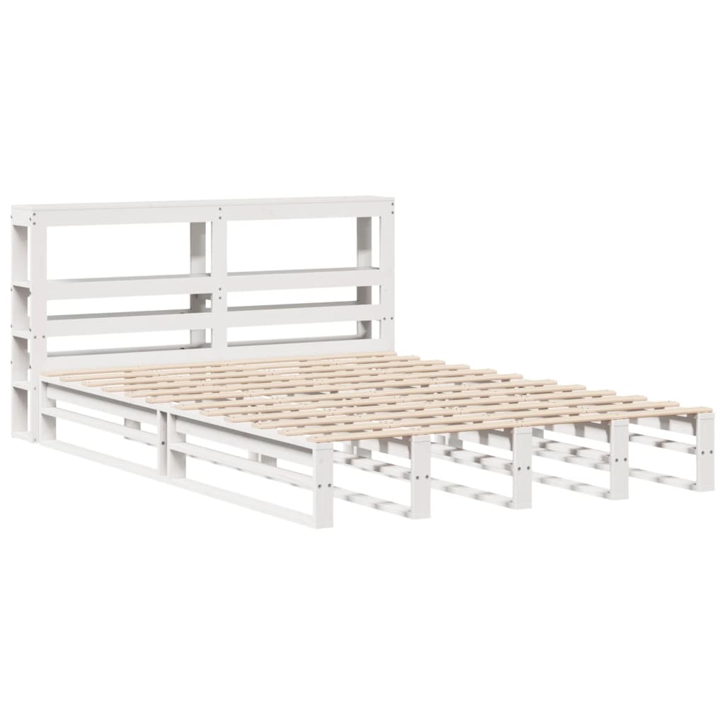 vidaXL Bedframe zonder matras massief grenenhout wit 120x190 cm