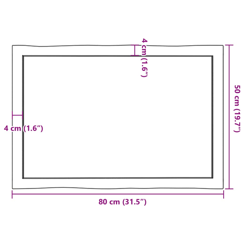 vidaXL Tafelblad natuurlijke rand 80x50x(2-4) cm massief eikenhout