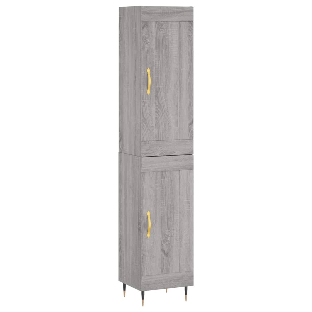 vidaXL Hoge kast 34,5x34x180 cm bewerkt hout grijs sonoma eikenkleurig