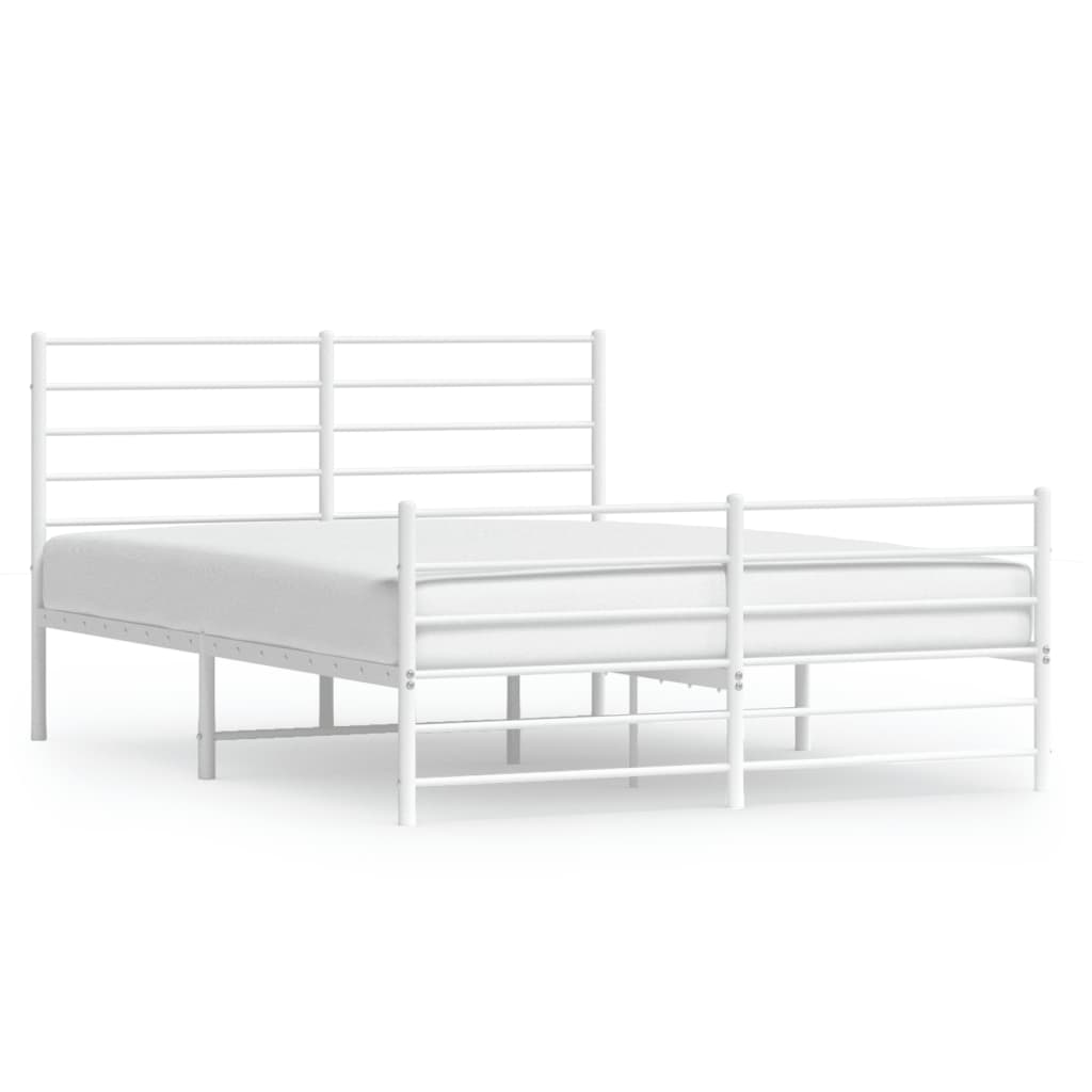 vidaXL Bedframe met hoofd- en voeteneinde metaal wit 140x190 cm