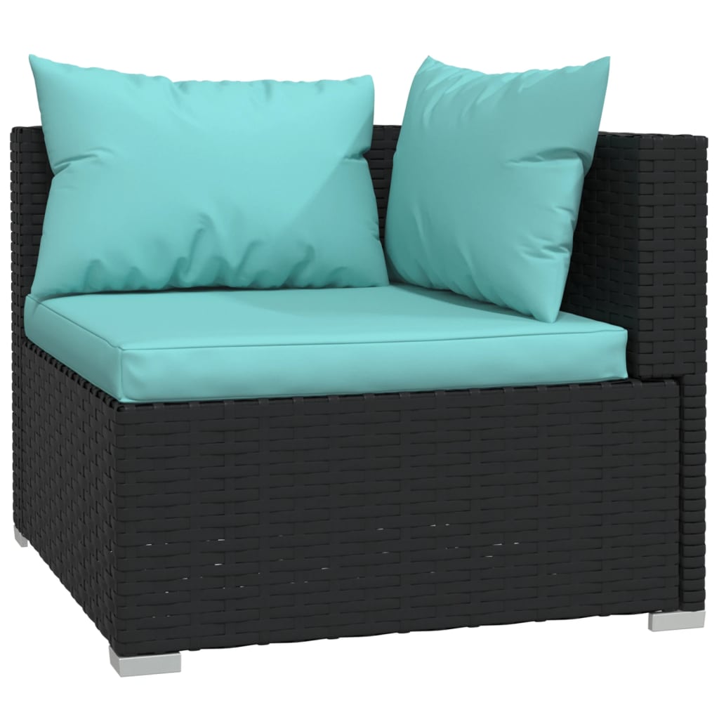 vidaXL 11-delige Loungeset met kussens poly rattan zwart